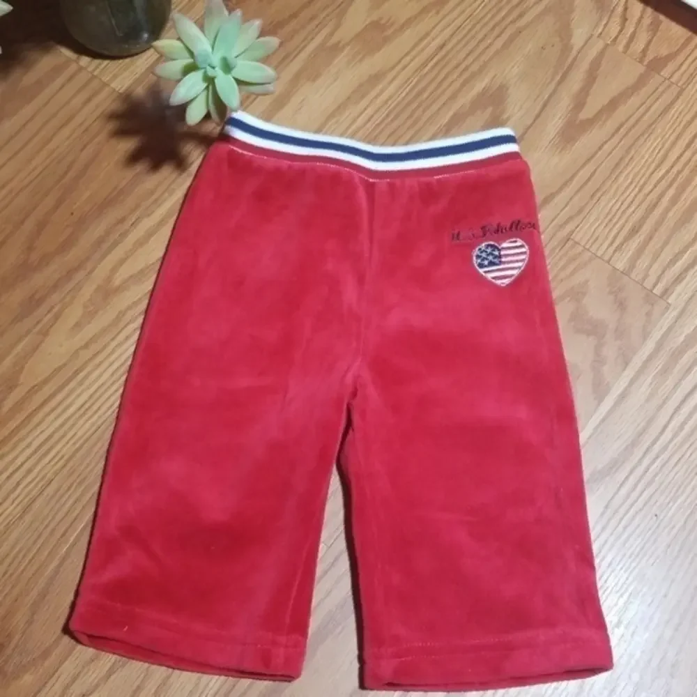 Us polo red velour‎  pants  size 6/9mo